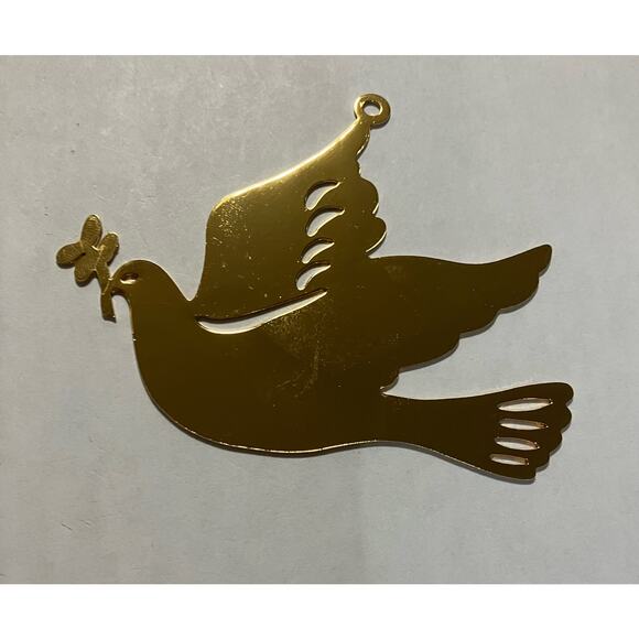 Brass Ornament Dove of Peace Gloria Duchin Modern Minimalist Dove Christmas VTG - Picture 3 of 9